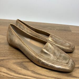 Donald J Pliner  8 M DeeDee Metallic Gold Leather Slip On Flats Loafers